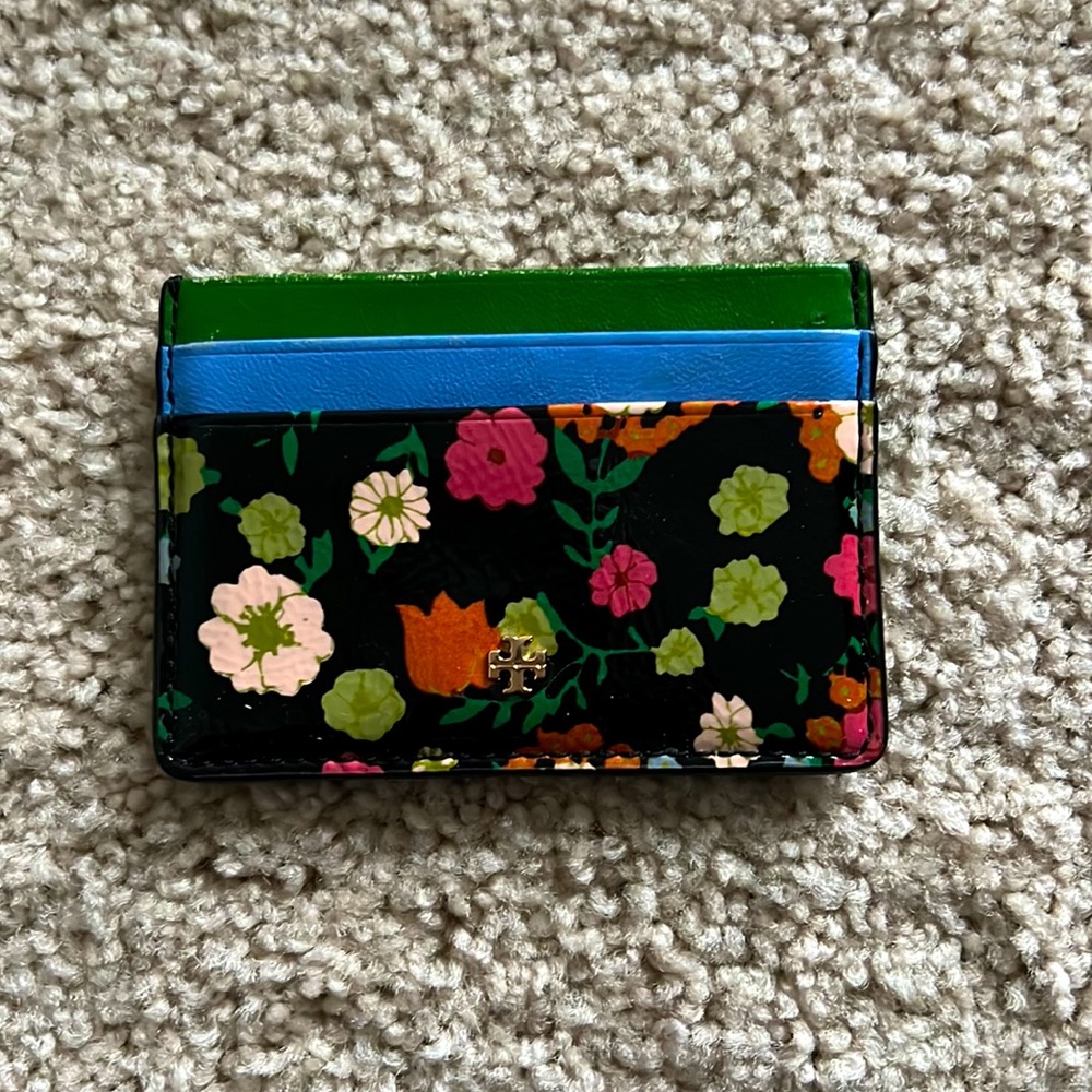 Tory Burch floral credit card mini wallet